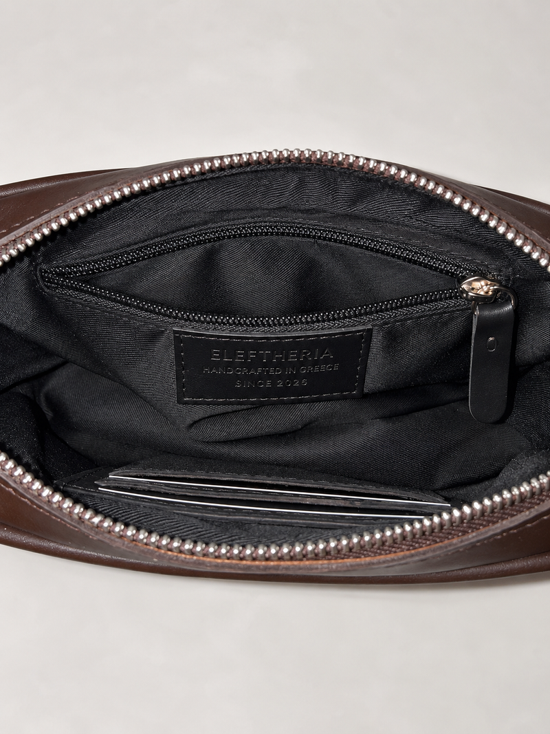Dark Brown Leather Wrist Strap Bag- No. 03