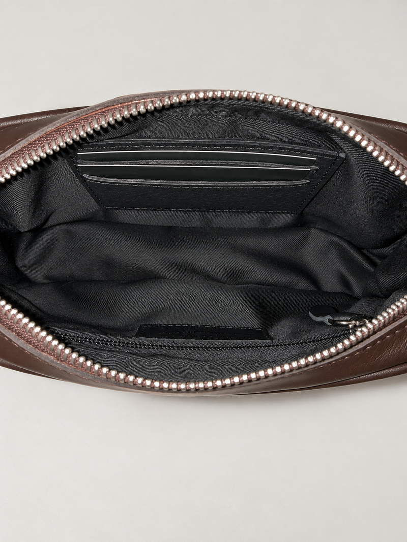 Dark Brown Leather Wrist Strap Bag- No. 03