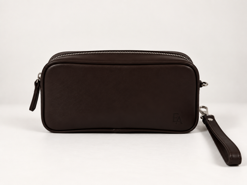 Dark Brown Leather Wrist Strap Bag- No. 03