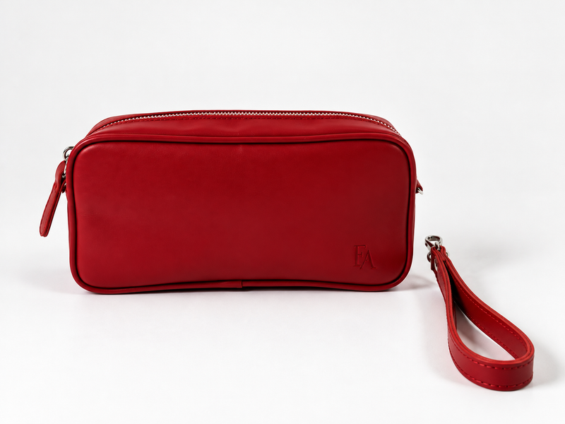 Red Leather Wrist Strap Bag- No. 03
