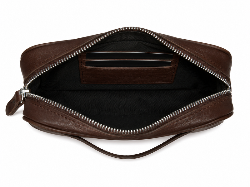 Handheld Bag in Dark Brown Leather- No1