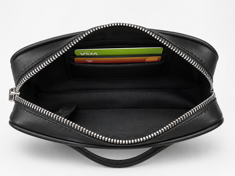 Handheld Bag in Black Leather- No1