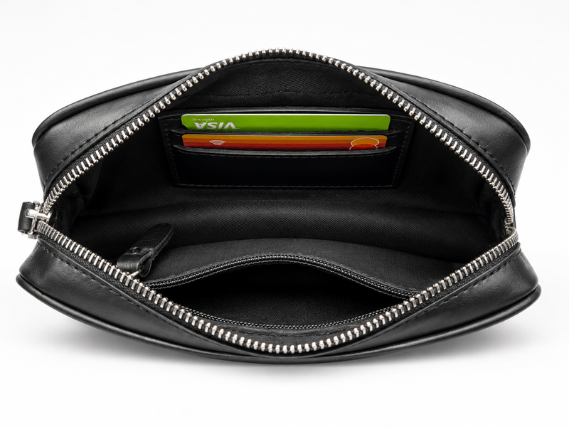 Handheld Bag in Black Leather- No1