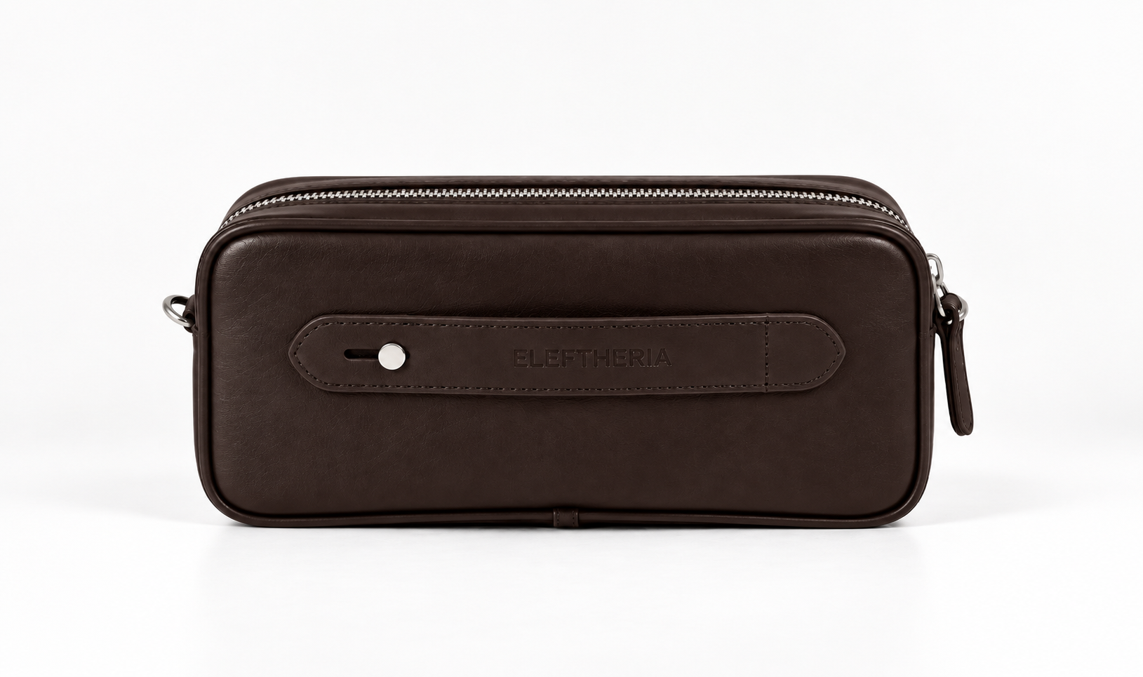 Handheld Bag in Dark Brown Leather — No. 03, back view
